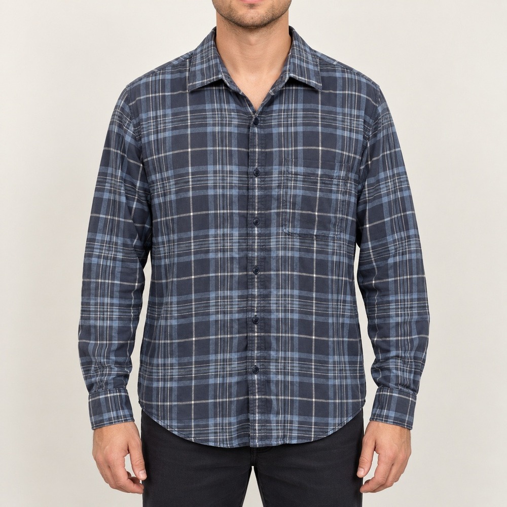 American Eagle Super Soft Blue Plaid Flannel Button Down Shirt Mens Large L